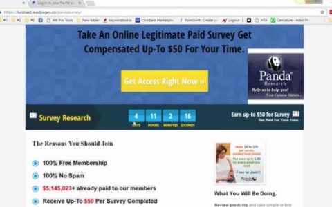 Panda Survey Paying $50 Online