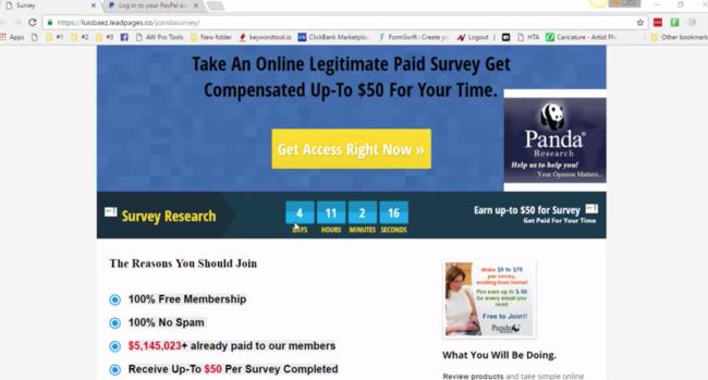 Panda Survey Paying  Online
